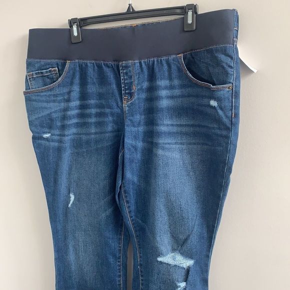 New Old Navy Maternity Front Low Panel Rockstar Super Skinny Ripped Jeans - Picture 2 of 8